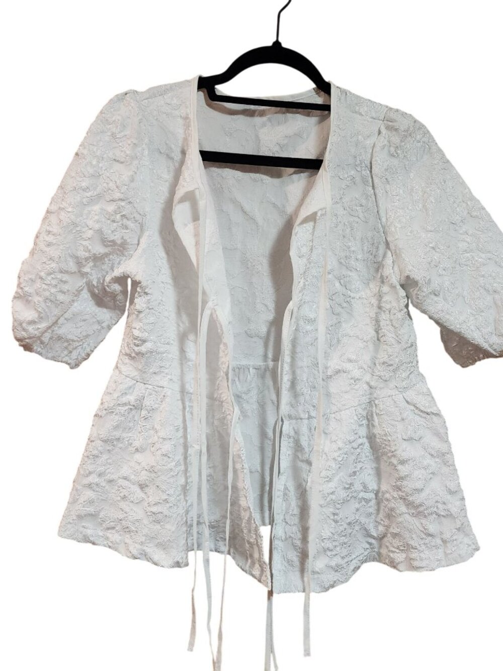 Tie Front Y2k Flower Babydoll Puff Sleeve Coquette Blouse /Top Womens size S